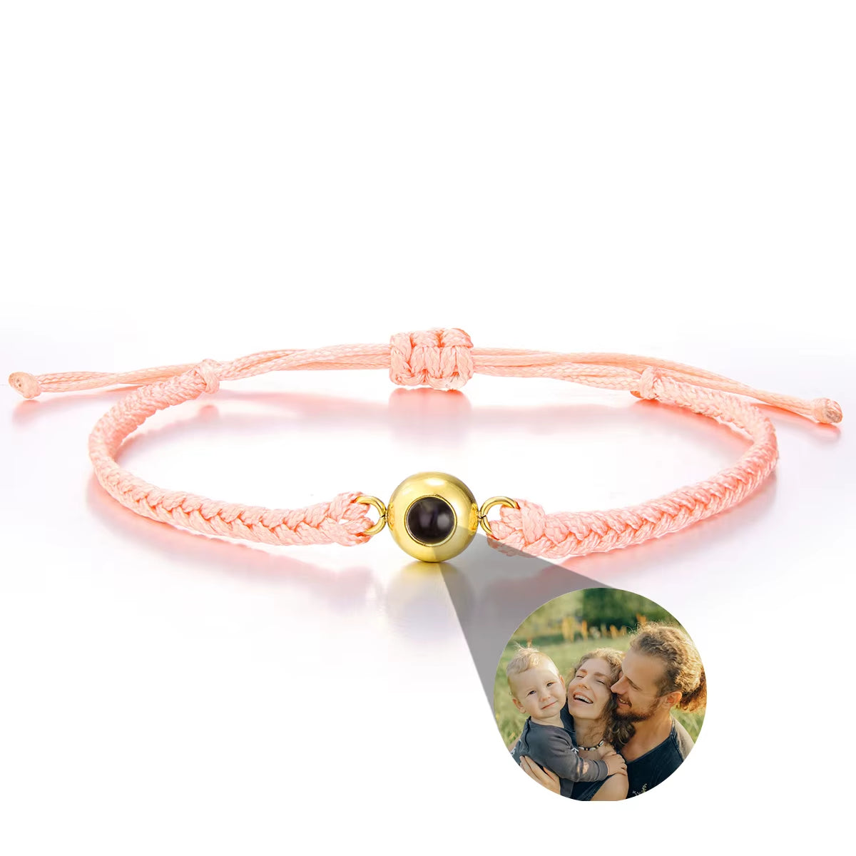 Waterproof Projection Bracelet Custom Stainless Circular Projection Bracelet Adjustable Woven Photo Bracelet Commemorative Gift