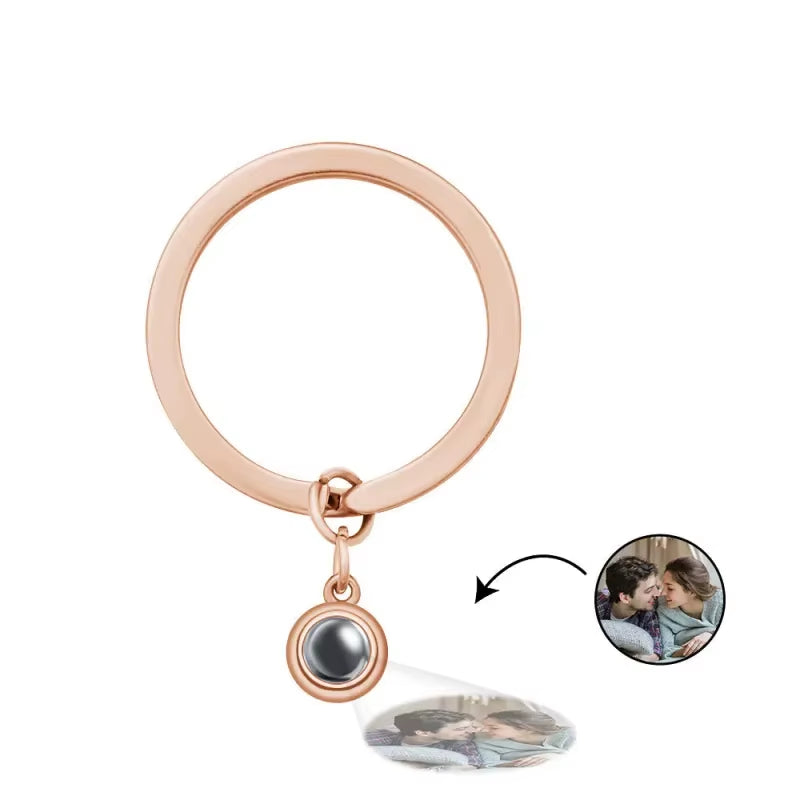 Custom Heart Shaped Photo Projection Keychain for Gift to Girlfriend Stainless Steel Custom Projection Keychain Christmas Gift