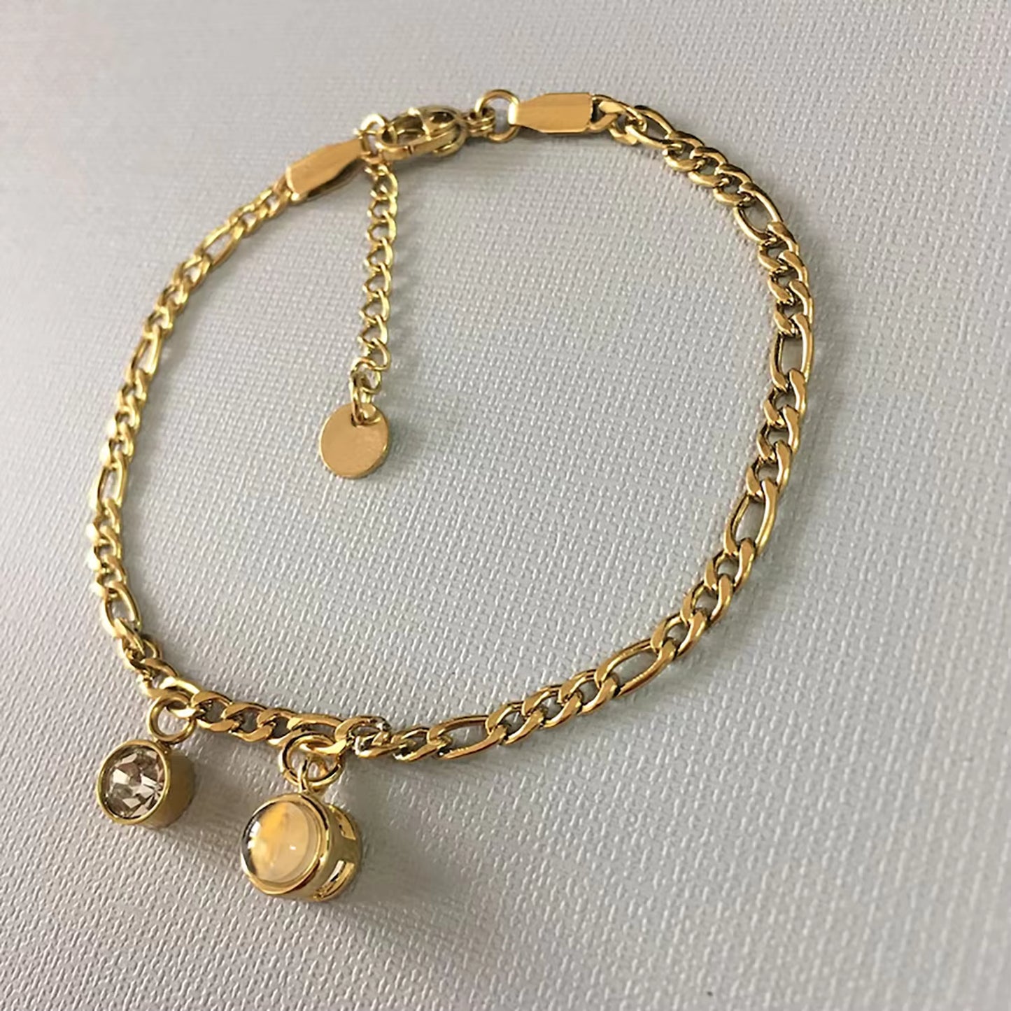 Projection Photo Bracelet with Birthstone Circle Pendant Custom Souvenirs Family Bracelet Memorial Jewelry Gift for Couples
