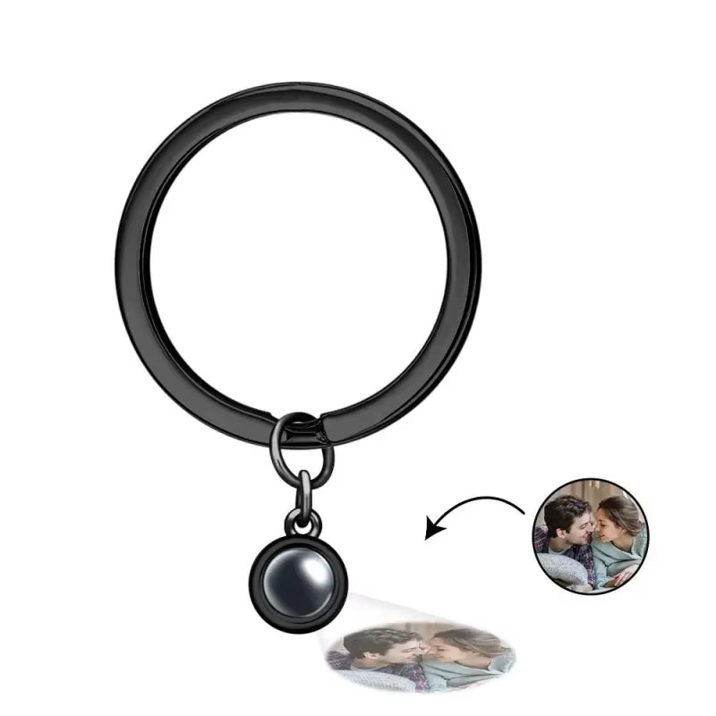 Custom Heart Shaped Photo Projection Keychain for Gift to Girlfriend Stainless Steel Custom Projection Keychain Christmas Gift