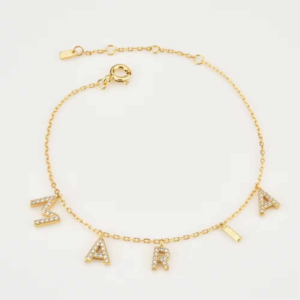 ANDYWEN 2020 New 925 Sterling Silver Letter Name Initial Alphabet Personalize Bracelet 2021 Fashion Wedding Gift Rock Punk
