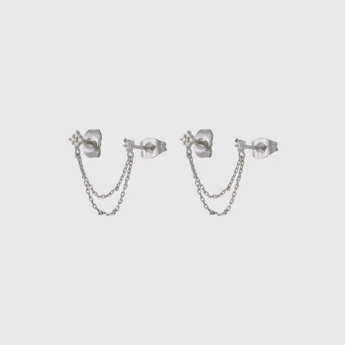 Initial Chain Stud Earrings for Women Piercing Zirconia Gold-Plated Small Stud Earring Women Vacation Jewelry Accessories