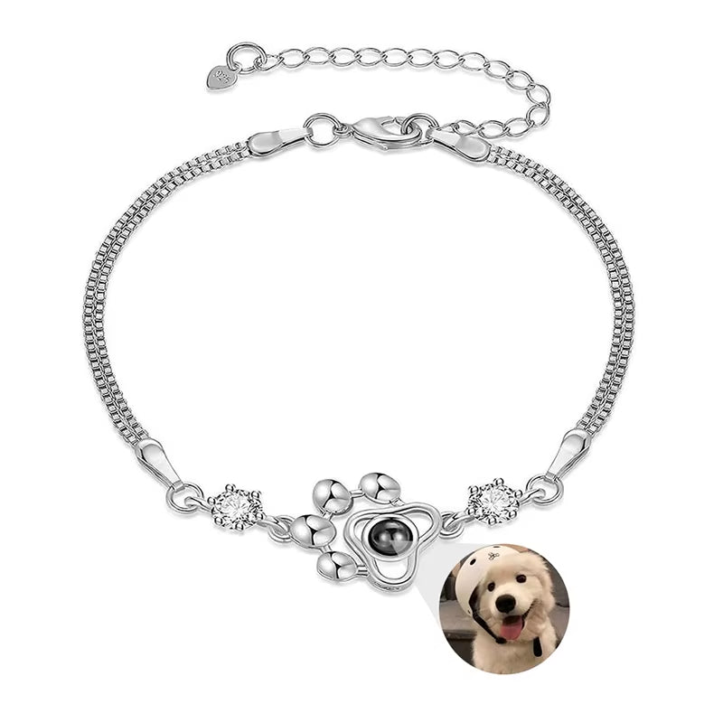 Custom Photo Bracelet Stainless Steel Box Chain Projection Bracelets with Picture inside 100 Languages Projection Bracelet