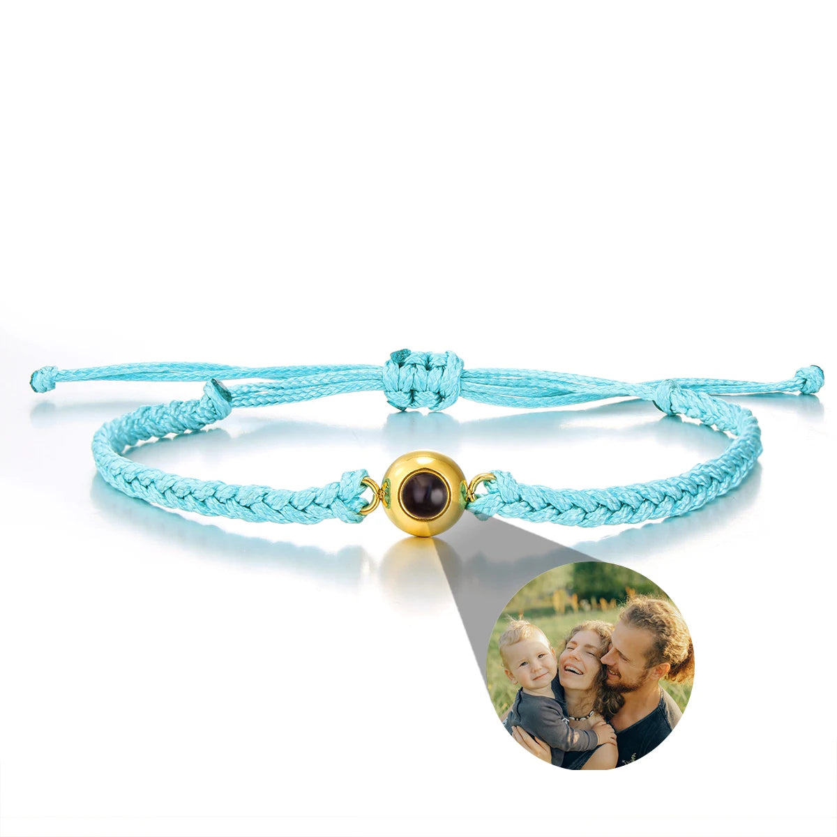 Waterproof Projection Bracelet Custom Stainless Circular Projection Bracelet Adjustable Woven Photo Bracelet Commemorative Gift