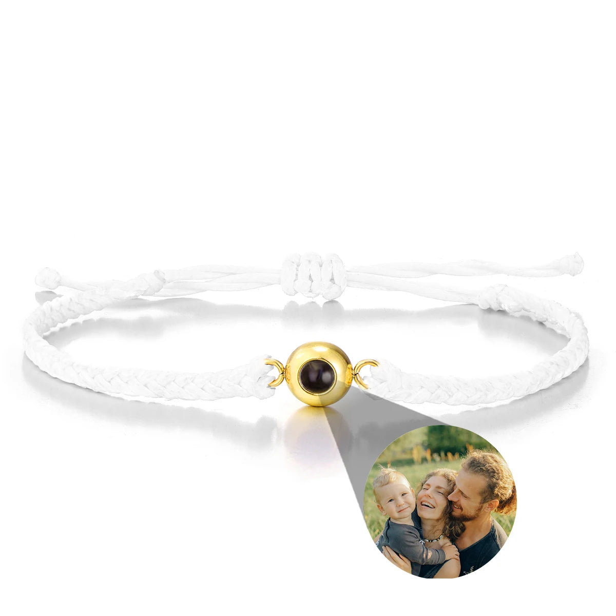 Waterproof Projection Bracelet Custom Stainless Circular Projection Bracelet Adjustable Woven Photo Bracelet Commemorative Gift