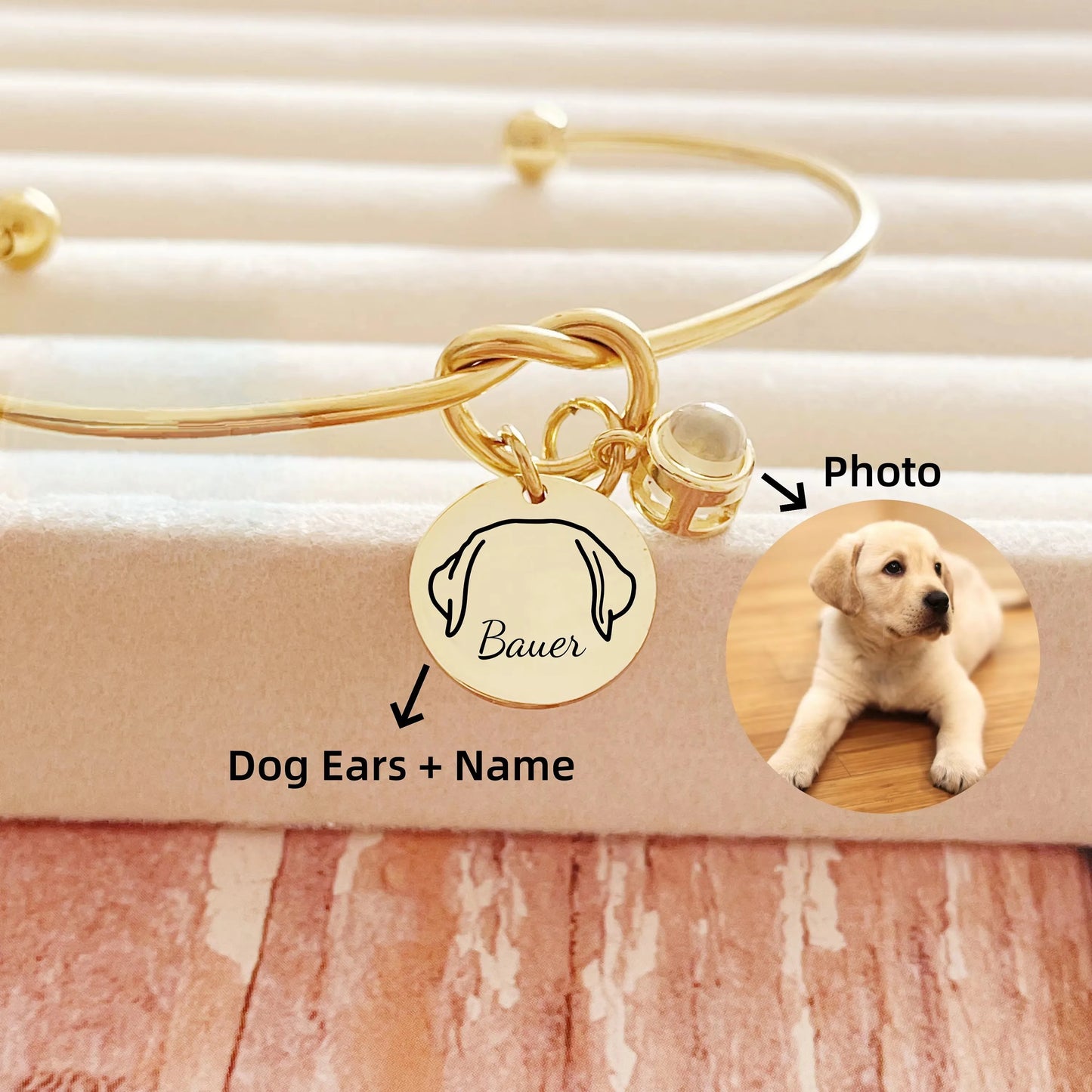 Projection Photo Bracelet with Birthstone Circle Pendant Custom Souvenirs Family Bracelet Memorial Jewelry Gift for Couples