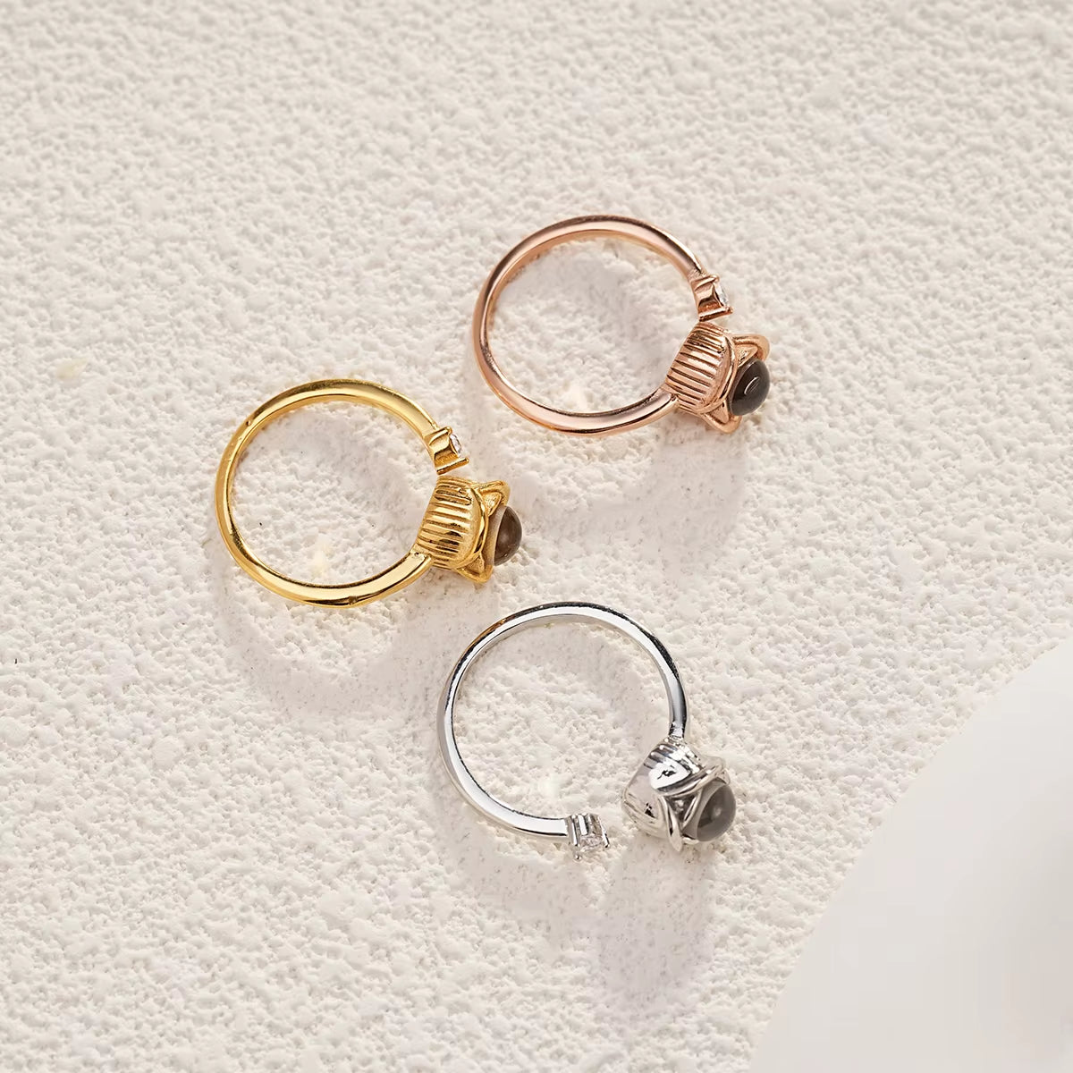 New Rose Flower Projection Ring Custom Stainless Steel Projection Ring Family Memory Gift Dog Projection Ring Bridesmaid Gif