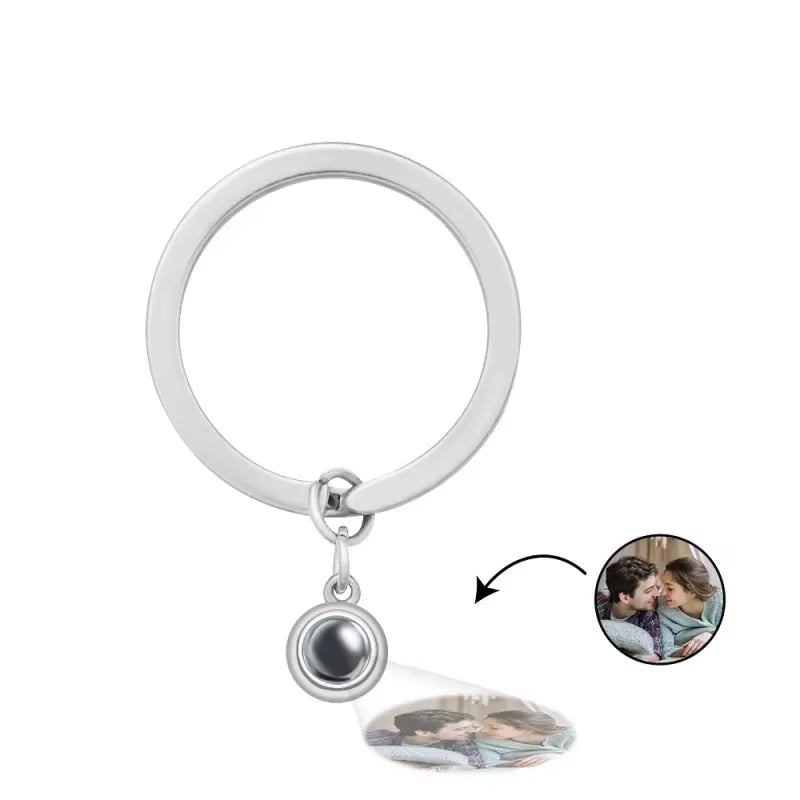 Custom Heart Shaped Photo Projection Keychain for Gift to Girlfriend Stainless Steel Custom Projection Keychain Christmas Gift
