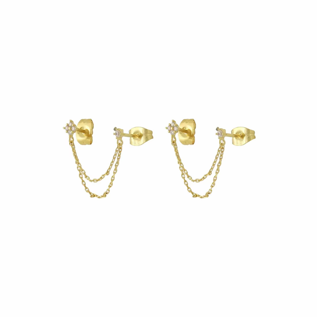 Initial Chain Stud Earrings for Women Piercing Zirconia Gold-Plated Small Stud Earring Women Vacation Jewelry Accessories