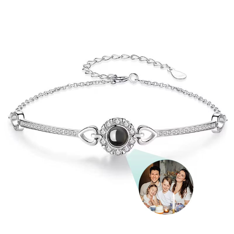 Custom Photo Bracelet Stainless Steel Box Chain Projection Bracelets with Picture inside 100 Languages Projection Bracelet