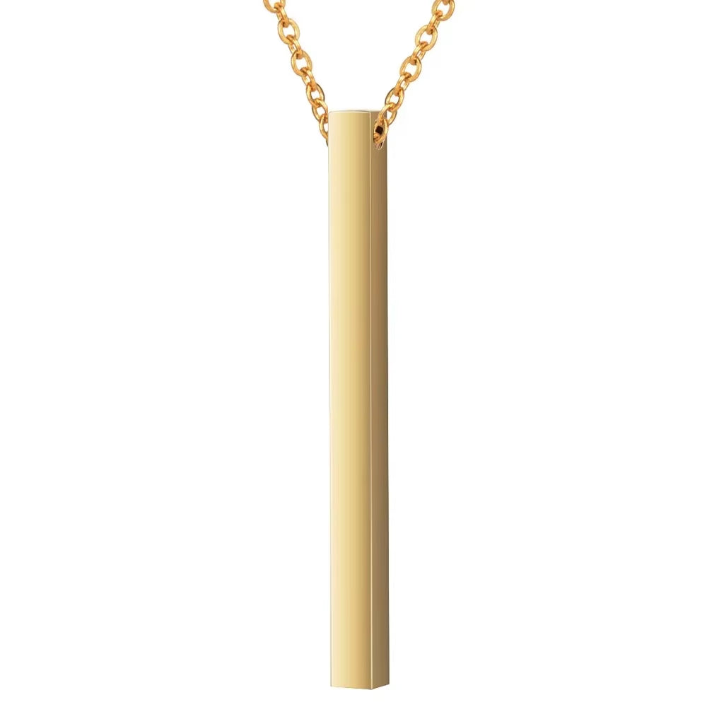 Customized Personality Engrave Coordinates Name Stainless Steel Bar Necklace Pendant Men Women Valentines Day Gift for Lovers