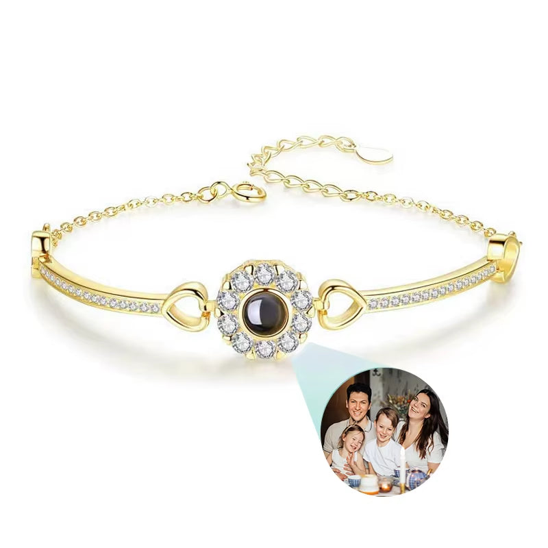Custom Photo Bracelet Stainless Steel Box Chain Projection Bracelets with Picture inside 100 Languages Projection Bracelet
