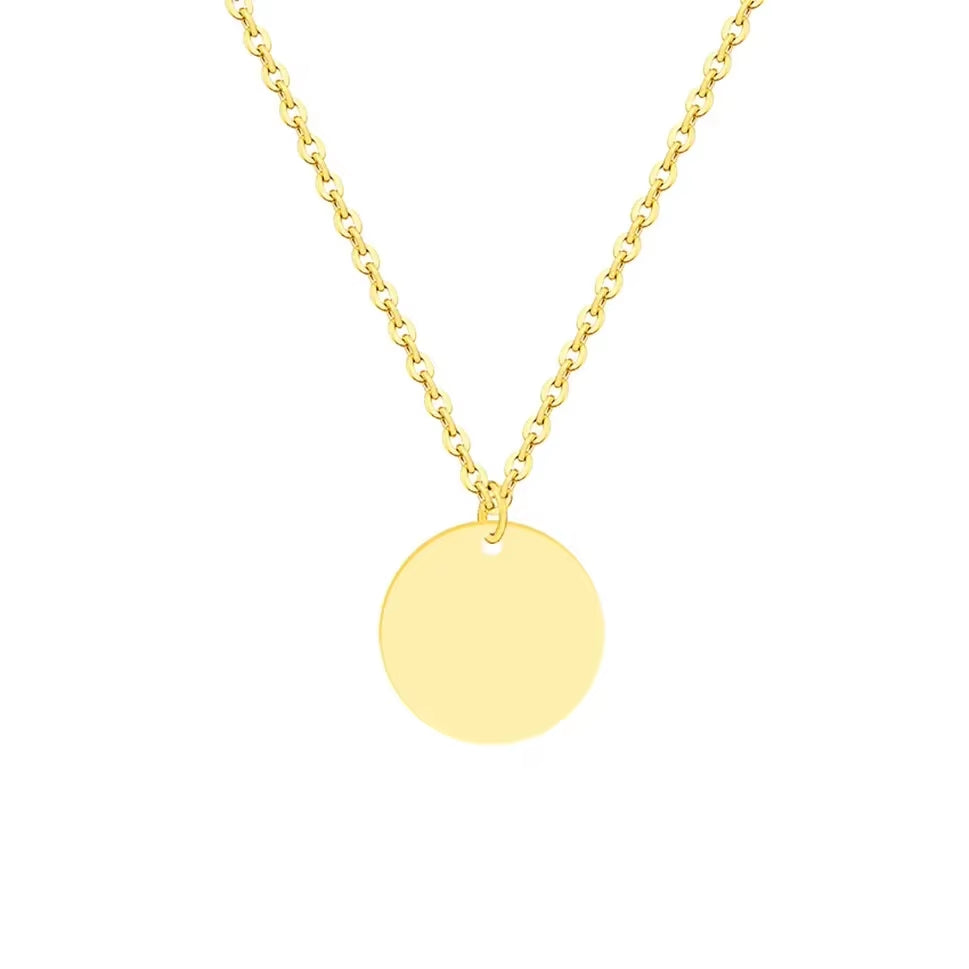 Custom Engraved Names Date Stainless Steel round Pendant Necklace Personalization Included Text Free with Chain Gift for Lovers