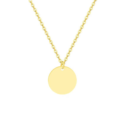 Custom Engraved Names Date Stainless Steel round Pendant Necklace Personalization Included Text Free with Chain Gift for Lovers