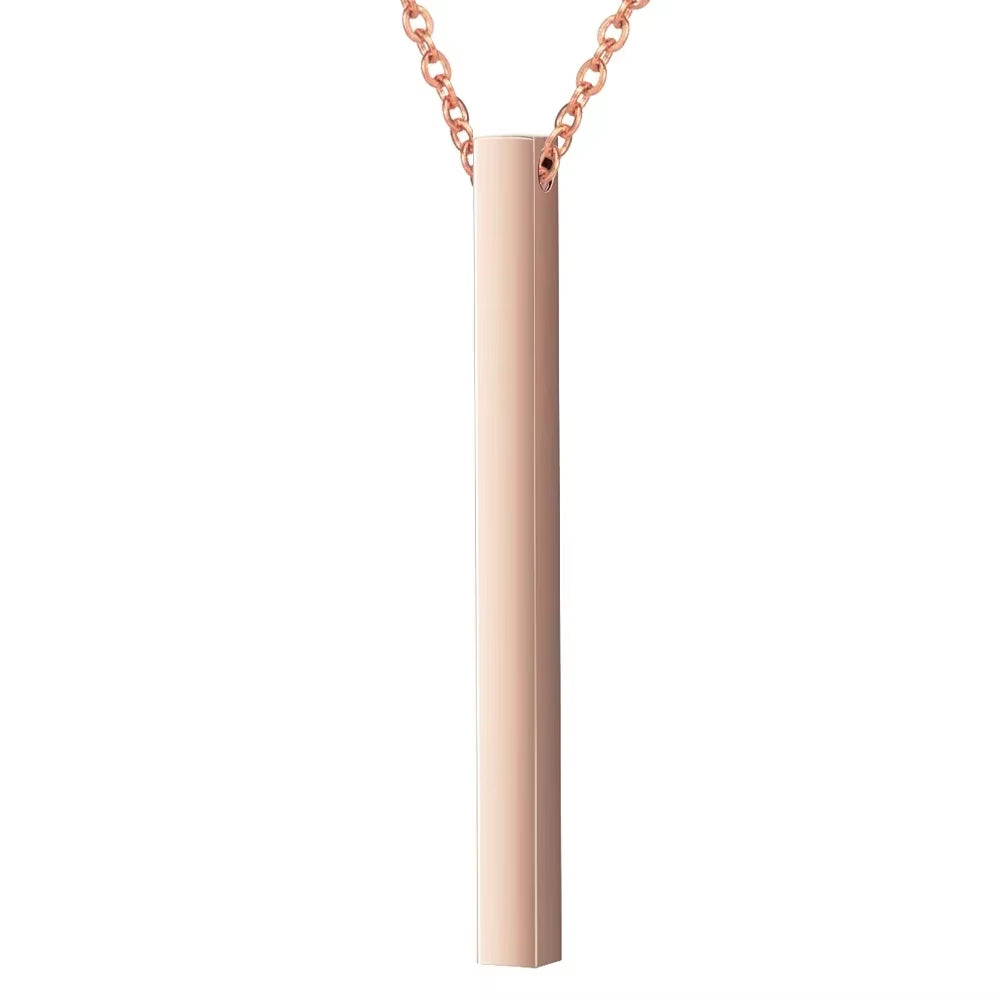 Customized Personality Engrave Coordinates Name Stainless Steel Bar Necklace Pendant Men Women Valentines Day Gift for Lovers