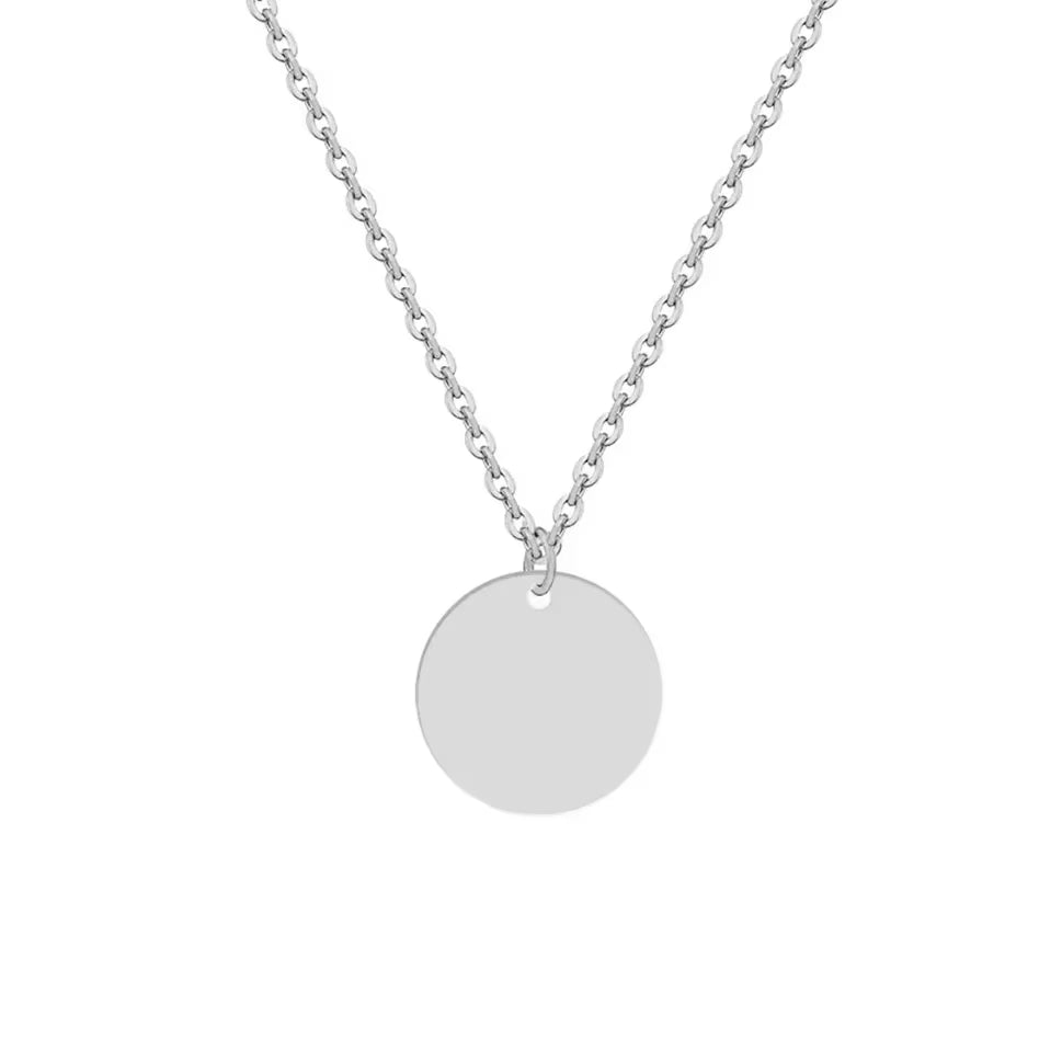 Custom Engraved Names Date Stainless Steel round Pendant Necklace Personalization Included Text Free with Chain Gift for Lovers