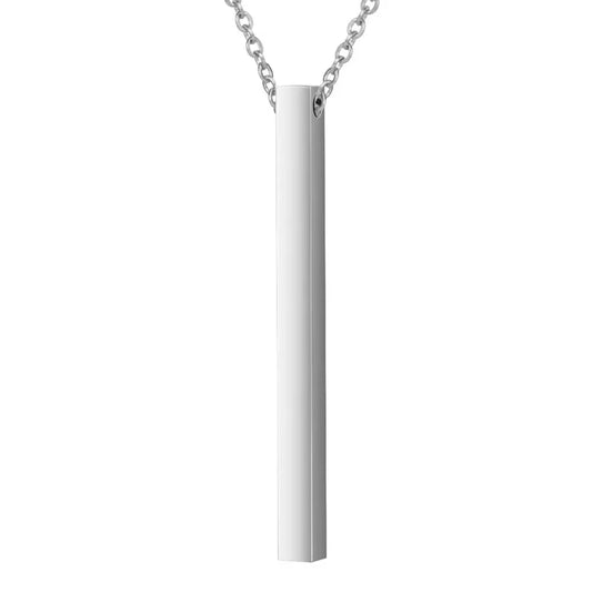 Customized Personality Engrave Coordinates Name Stainless Steel Bar Necklace Pendant Men Women Valentines Day Gift for Lovers