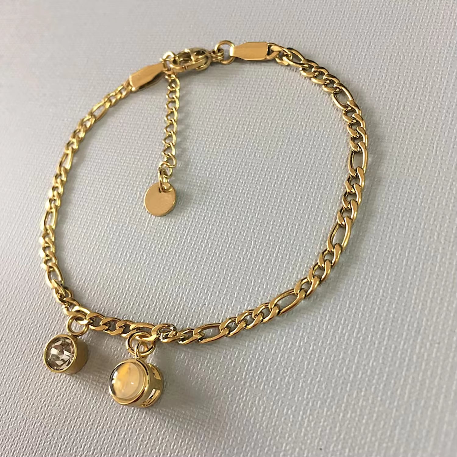 Projection Photo Bracelet with Birthstone Circle Pendant Custom Souvenirs Family Bracelet Memorial Jewelry Gift for Couples