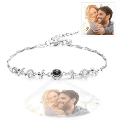 Custom Photo Bracelet Stainless Steel Box Chain Projection Bracelets with Picture inside 100 Languages Projection Bracelet