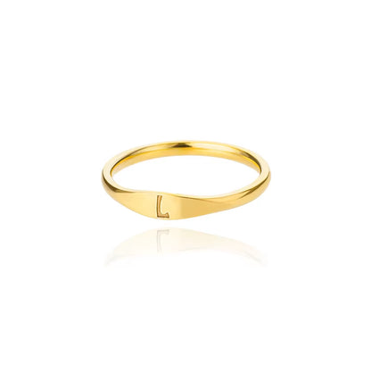 Cute Tiny Letter Rings for Women Men Fashion Jewelry Gold Color Stainless Steel Initials Stackable Finger Rings Size 7 8 9 10