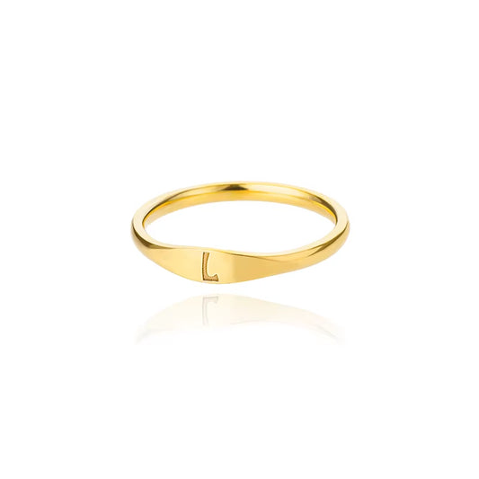 Cute Tiny Letter Rings for Women Men Fashion Jewelry Gold Color Stainless Steel Initials Stackable Finger Rings Size 7 8 9 10