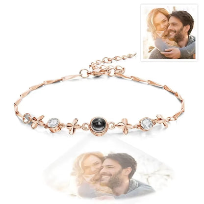 Custom Photo Bracelet Stainless Steel Box Chain Projection Bracelets with Picture inside 100 Languages Projection Bracelet
