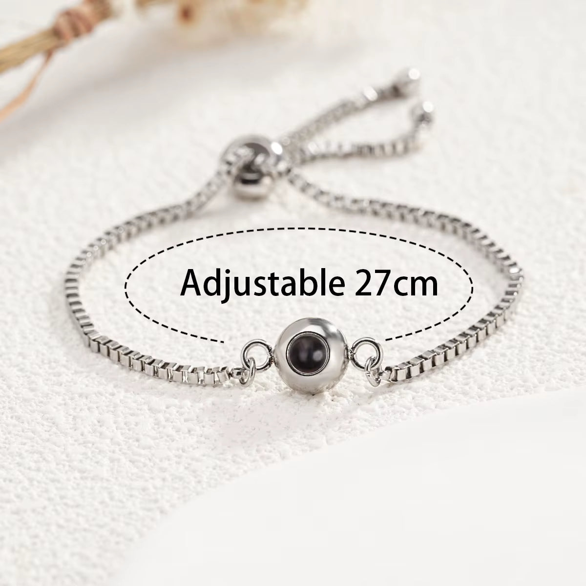 Custom Photo Bracelet Stainless Steel Box Chain Projection Bracelets with Picture inside 100 Languages Projection Bracelet