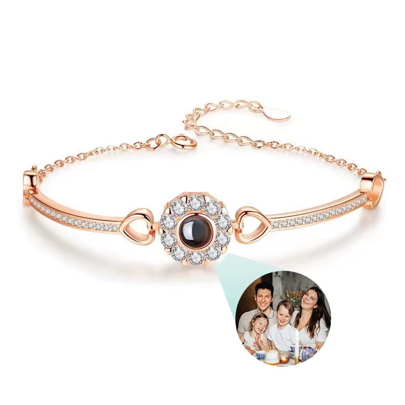 Custom Photo Bracelet Stainless Steel Box Chain Projection Bracelets with Picture inside 100 Languages Projection Bracelet