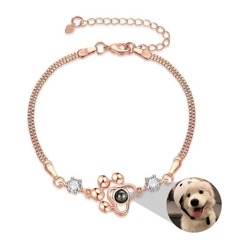 Custom Photo Bracelet Stainless Steel Box Chain Projection Bracelets with Picture inside 100 Languages Projection Bracelet
