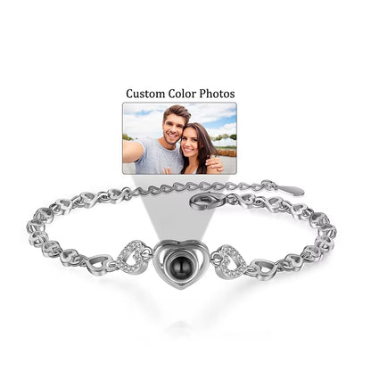 Custom Photo Bracelet Stainless Steel Box Chain Projection Bracelets with Picture inside 100 Languages Projection Bracelet