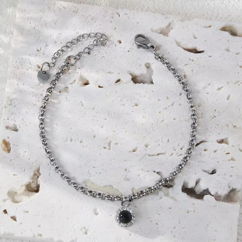 Custom Photo Bracelet Stainless Steel Box Chain Projection Bracelets with Picture inside 100 Languages Projection Bracelet
