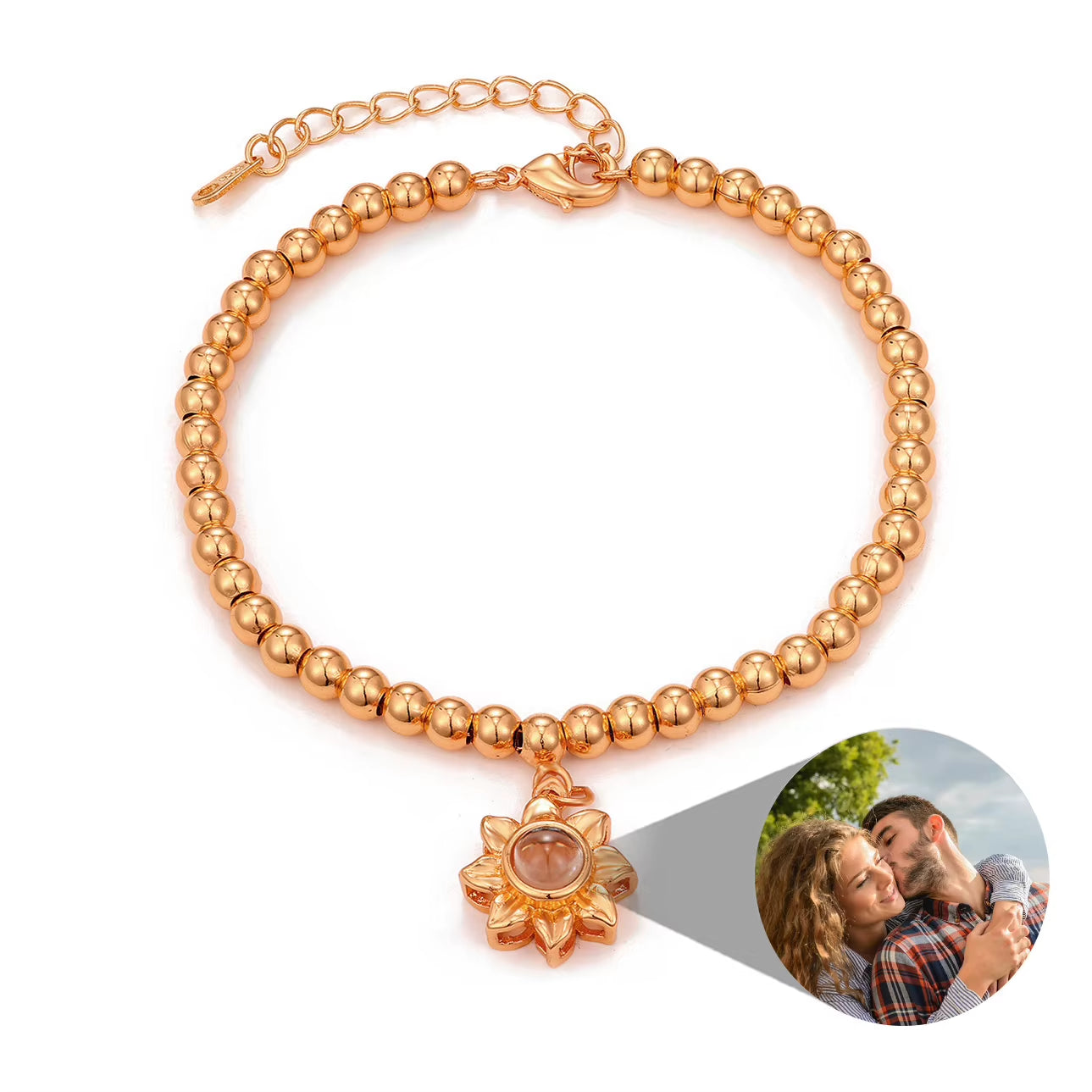 Custom Photo Bracelet Stainless Steel Box Chain Projection Bracelets with Picture inside 100 Languages Projection Bracelet