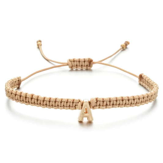 Handmade Brown Thread String Rope 26 Letter Bracelet for Women Men Gold/Silver Color Initials Name Bracelets Paired Couple Gifts