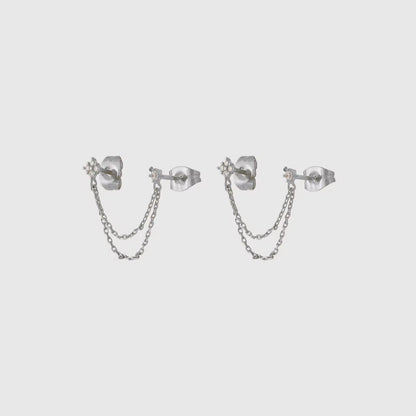 Initial Chain Stud Earrings for Women Piercing Zirconia Gold-Plated Small Stud Earring Women Vacation Jewelry Accessories