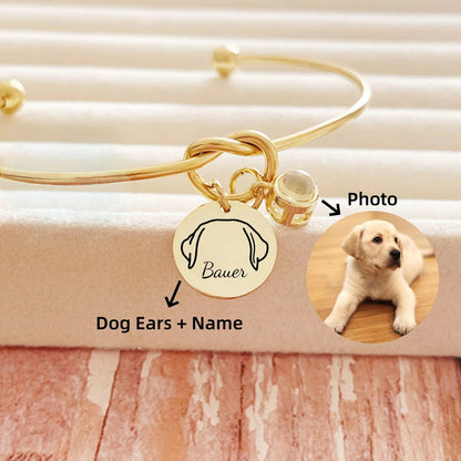 Projection Photo Bracelet with Birthstone Circle Pendant Custom Souvenirs Family Bracelet Memorial Jewelry Gift for Couples