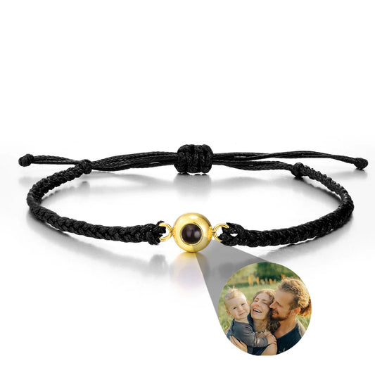 Waterproof Projection Bracelet Custom Stainless Circular Projection Bracelet Adjustable Woven Photo Bracelet Commemorative Gift