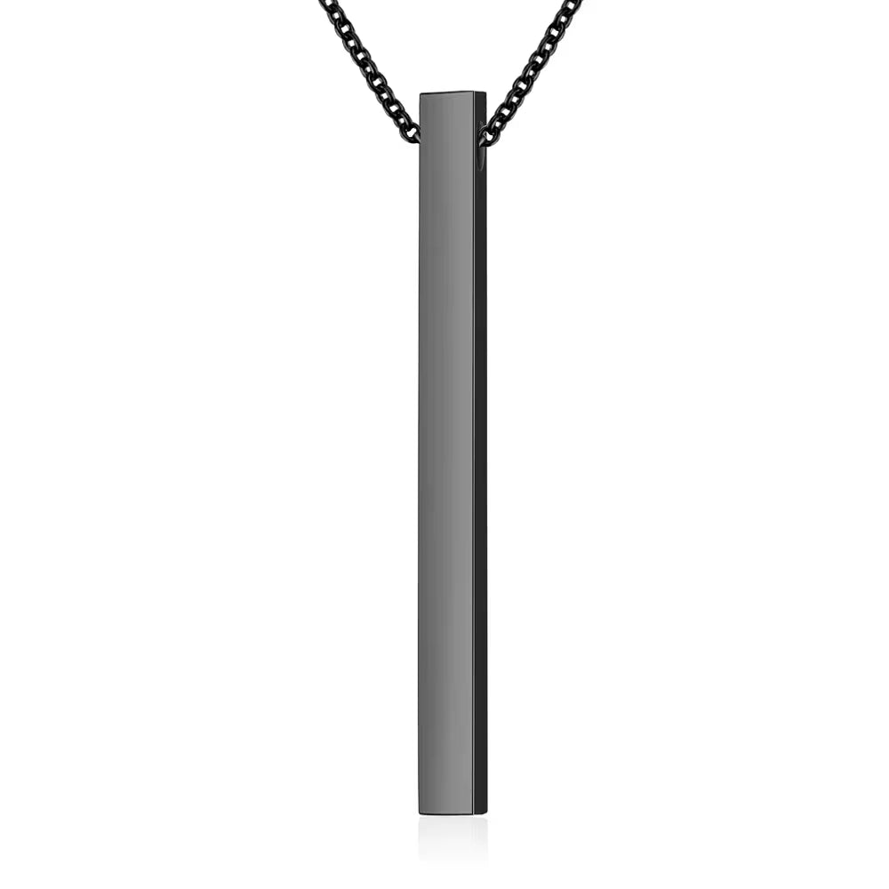 Customized Personality Engrave Coordinates Name Stainless Steel Bar Necklace Pendant Men Women Valentines Day Gift for Lovers