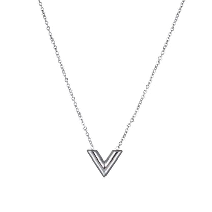 Diamon 2020 New Stainless Steel Simple V Necklace for Women Letter Pendant Necklace Ketting Friendship Gifts Female Jewelry