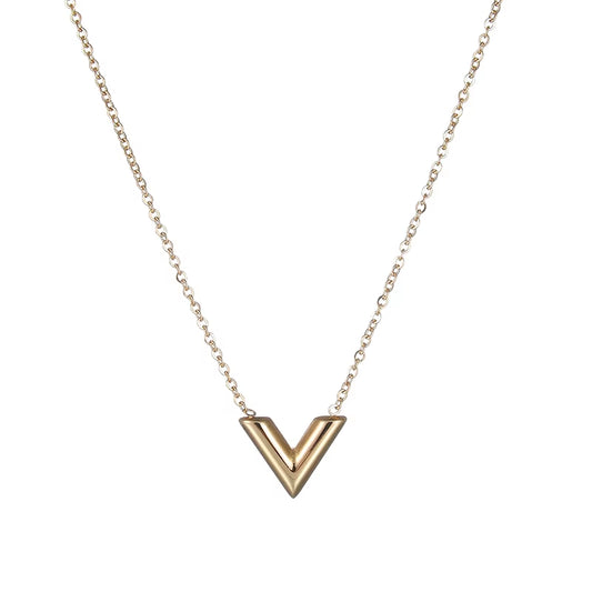 Diamon 2020 New Stainless Steel Simple V Necklace for Women Letter Pendant Necklace Ketting Friendship Gifts Female Jewelry