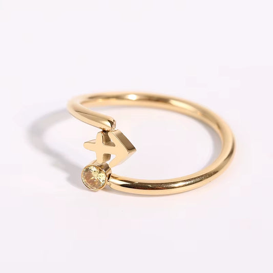 Zodiac Birthstone Rings for Women 12 Constellations Ring Gold Plated Adjustable Ring Stainless Steel Jewelry Birthday Gifts
