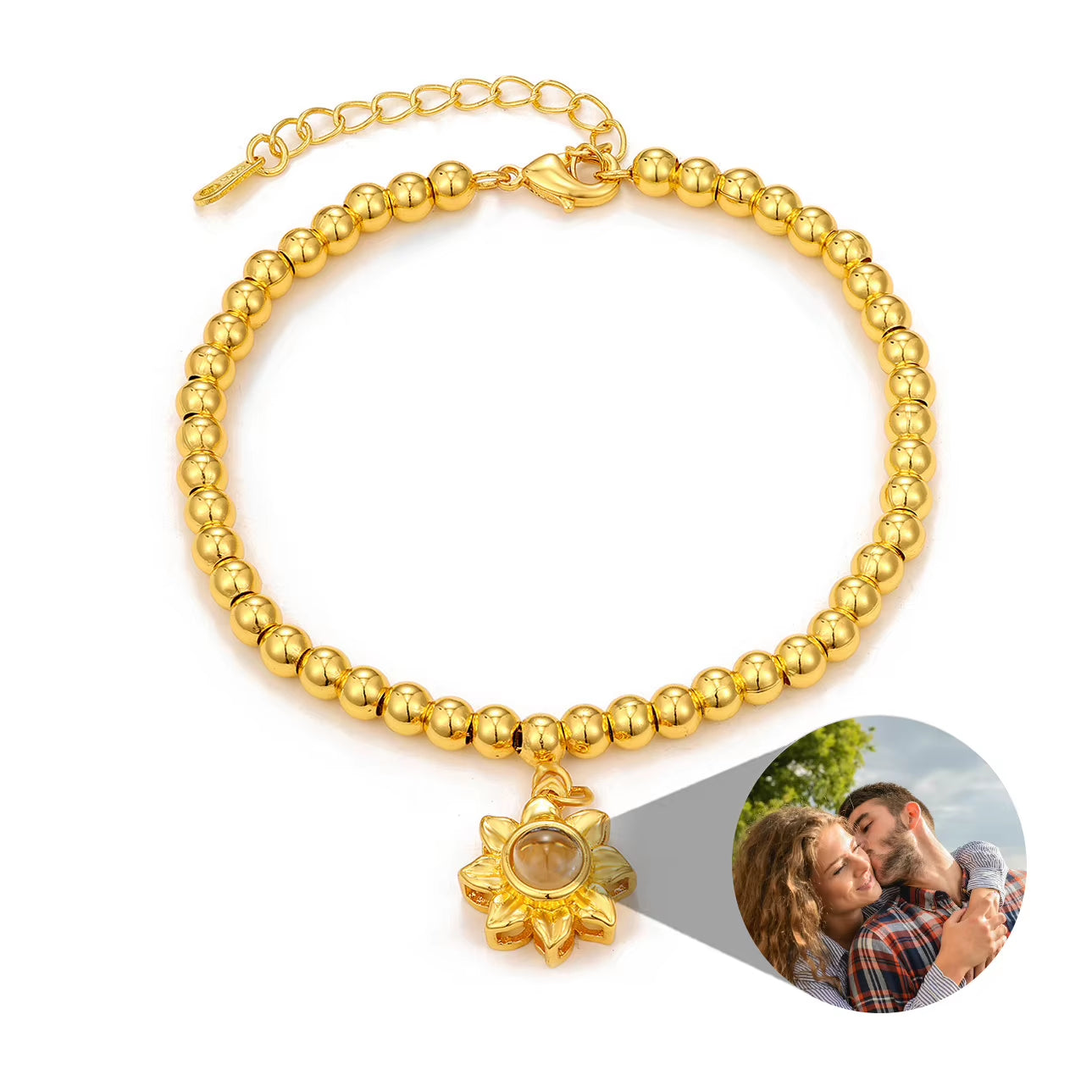 Custom Photo Bracelet Stainless Steel Box Chain Projection Bracelets with Picture inside 100 Languages Projection Bracelet