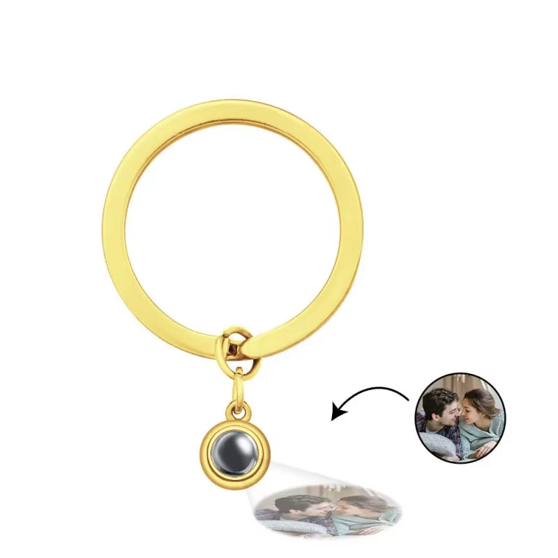 Custom Heart Shaped Photo Projection Keychain for Gift to Girlfriend Stainless Steel Custom Projection Keychain Christmas Gift