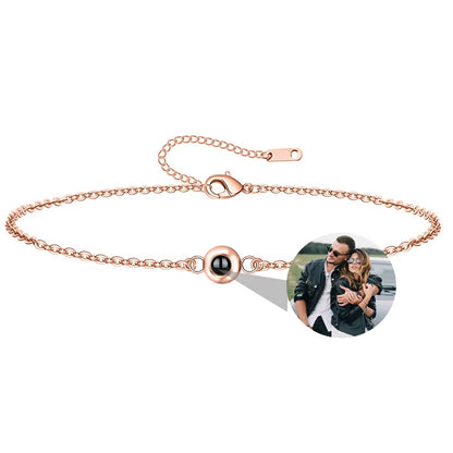 Custom Photo Bracelet Stainless Steel Box Chain Projection Bracelets with Picture inside 100 Languages Projection Bracelet